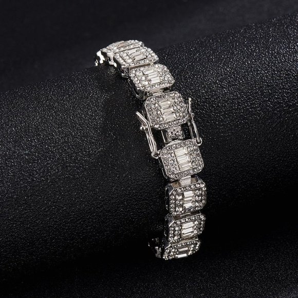 4MM Choker Iced Out Lab Baguette Tennis Chain Bracelet SET - Picture 6 of 6